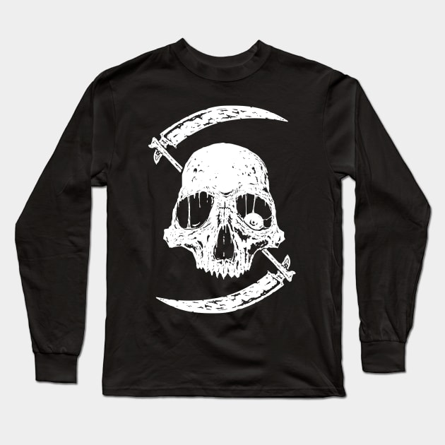 Skull Scythe Black Metal Long Sleeve T-Shirt by pontosix